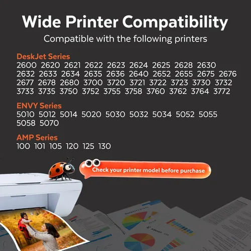 Vista 2 de COCCINK 65XL para HP Ink 65 XL para HP DeskJet 3700 3755 3752 3772 2652 2655 2600 2622 2624 2636 Envy 5052 5012 5055 5000 Printer Remanufactured