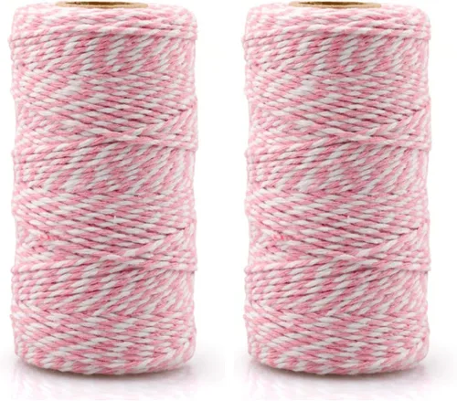 Vista 16 de jijAcraft Cordel de Hilo Blanco y Negro, 328 Pies de Cordel de Panaderos de Navidad, Cuerda de Empaque Resistente de 2MM para Manualidades DIY
