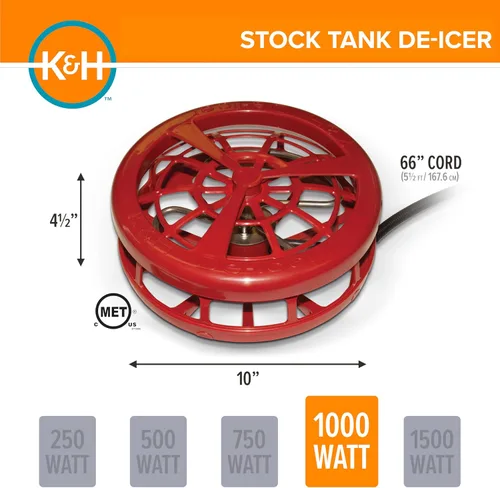 Vista 3 de K&H Pet Products Descongelador de tanque con clip de cable rojo 1000W