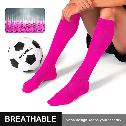 Vista 5 de FITRELL Paquete de 23 calcetines de fútbol para jóvenes, niños y adultos, calcetines de béisbol y softbol para hombres, mujeres, niños y niñas
