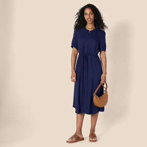 Vista 4 de Tienda Essentials Womens Fit and Flare Half-Sleeve Waisted Midi A-Line Dress with Pockets
