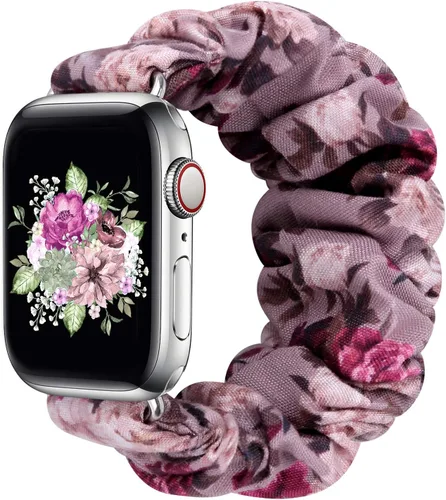 Vista 34 de Greatfine - Correa elástica para reloj Apple Watch Scrunchie de 38mm 40mm 42mm 44mm, correa elástica suave, con iWatch Series 6 SE 5 4 3 2 1, S L