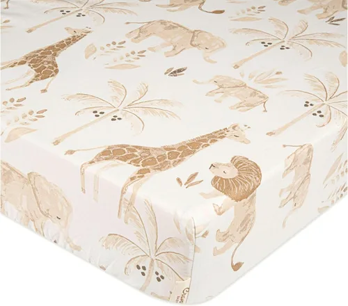 Vista 21 de Crane Baby Sábana bajera, sábana bajera ajustable de algodón suave para cunas y guarderías, cobre beige, 28 pulgadas de ancho x 52 pulgadas de alto