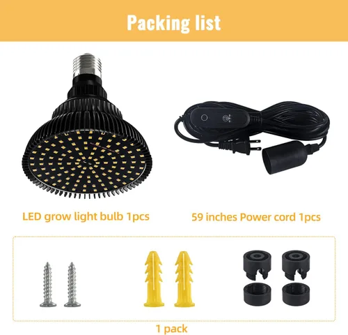 Vista 7 de Luces colgantes de cultivo para plantas de interior, 25 W 5000 K, bombillas LED de cultivo colgantes con temporizador, luz de planta colgante