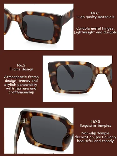 Vista 4 de Onrtry Rectangle Sunglasses for Women Men Vintage Fashion Sun Glasses