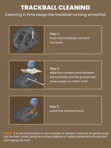 Vista 9 de Ratón de Trackball inalámbrico, ángulo ajustable recargable, mouse gris retroiluminado Ratón ergonómico MAM1 Pro con punta redonda con 5 niveles