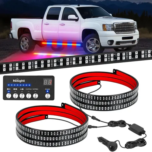 Vista 28 de Nilight 2 piezas de 24 pulgadas de tira de luces estroboscópicas para parrilla de camiones, 384 LED, luz de emergencia ámbar, flexible, intermitente