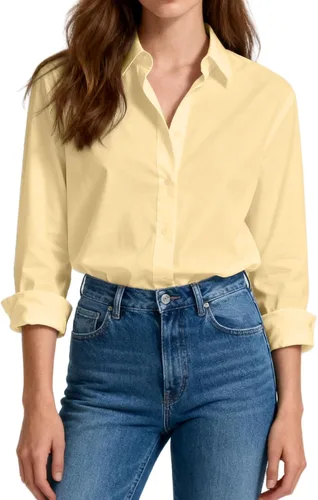Vista 15 de Camisas de vestir ajustadas de algodón para mujer, blusas de manga larga para oficina, blusas con cuello