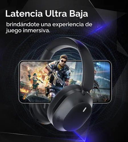 Vista 7 de Kinglucky B900 - Auriculares híbridos con cancelación activa de ruido, auriculares inalámbricos sobre la oreja, Bluetooth 5.4, audio de alta