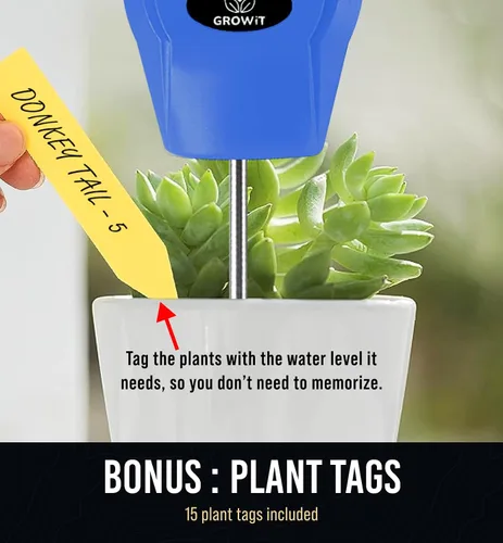 Vista 4 de GROWIT Monitor de Agua del Suelo para Plantas - Medidor de Humedad del Suelo Hidrómetro para Plantas Medidor de Humedad de Plantas