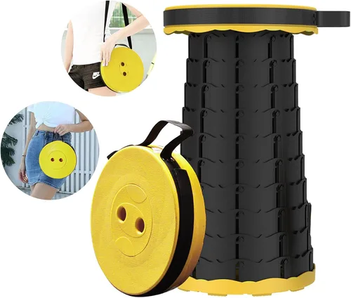 Vista 7 de LB Taburete plegable retráctil portátil, ligero telescópico plegable para adultos para pesca al aire libre, senderismo, jardinería, viajes