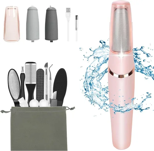 Vista 9 de Haootadiy - Quitadores eléctricos de callos para pies, kits de pedicura para eliminar callos de pies eléctricos recargables con 12 en 1, elimina