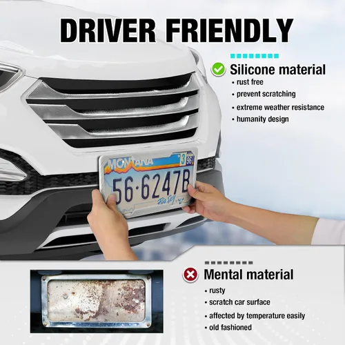 Vista 4 de DuraTech Marcos de matrícula de silicona, cubierta de placa resistente al óxido para coche, protector de placa a prueba de sonajero con kits