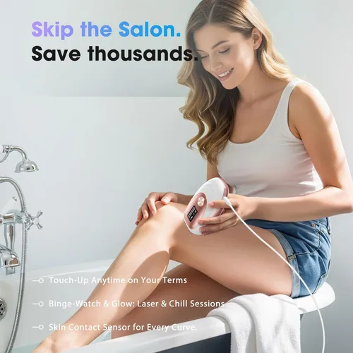 Vista 5 de Dispositivo de depilación láser IPL para mujeres y hombres, contacto de enfriamiento de hielo a 45 °F para resultados indoloros y duraderos