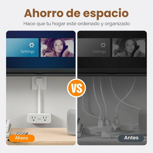 Vista 3 de TESSAN Cable de extensión corto de 0.5 pies, extensor de salida protector Gris