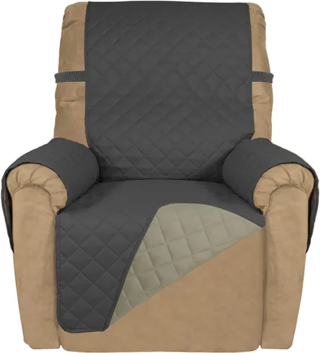 Vista 123 de PureFit - Funda de sofá acolchada reversible, protector de muebles impermeable, funda de sofá lavable con espuma antideslizante y correas elásticas