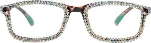 Vista 5 de willochra 2 gafas de lectura con diamantes de imitación para mujer, cuadrados, con bloqueo de luz azul, gafas de computadora