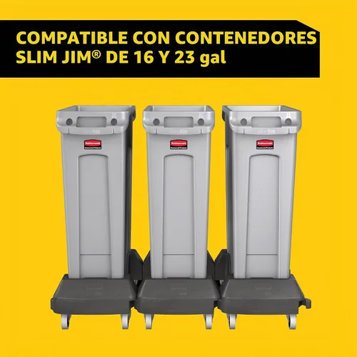 Vista 3 de Rubbermaid Commercial Products 1980602 Slim Jim - carrito de contenedor.