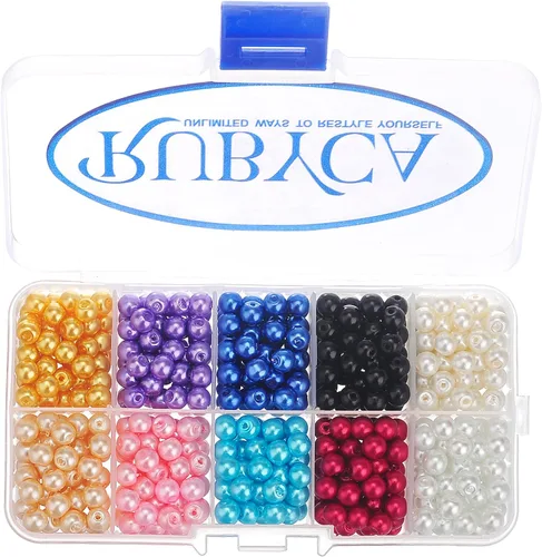 Vista 8 de RUBYCA Opaco pintado Druk Perlas de vidrio checo para la fabricación de joyas 0.236 in, colores mezclados w/caja del envase