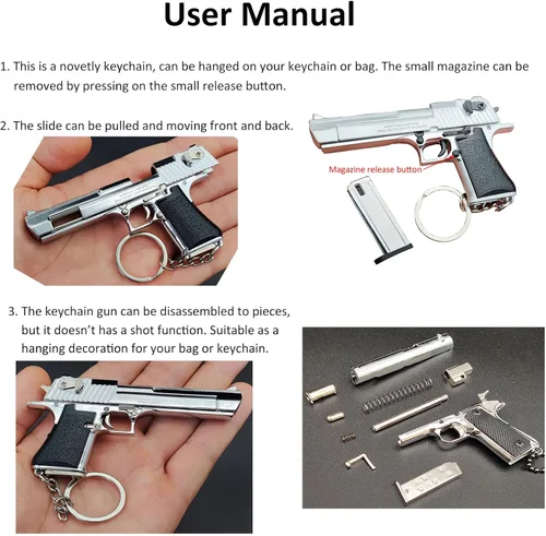 Vista 6 de Mini llavero de pistola, llavero con forma de pistola, llavero táctico pequeño regalo modelo de pistola, llaveros geniales para hombres