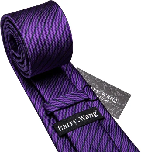 Vista 216 de Barry.Wang Juego de corbatas para hombre, corbata de seda a rayas, tejido a cuadros, gemelos formales, negocios, boda