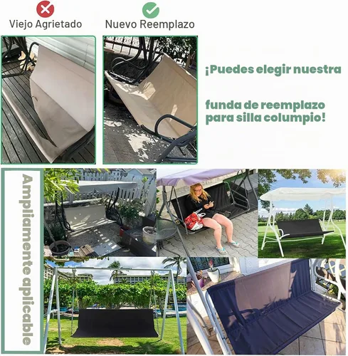 Vista 3 de Funda de repuesto para asiento de columpio, 600D resistente al agua, Oxford resistente al agua, funda de repuesto para columpio al aire libre