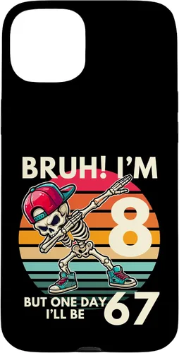 Vista 9 de Bruh I'm 8 But One-Day I'll Be 67 Retro 8th Birthday Kids Case for iPhone XR
