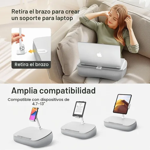 Vista 2 de ERGONOV - Soporte de almohada para puf, soporte para tableta de 360° con brazo ajustable