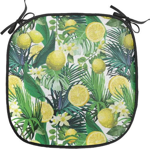 Vista 61 de Ambesonne Cojín de asiento para silla de flores, detalles florales con hojas y remolinos, estampado artístico romántico y vívido y vibrante
