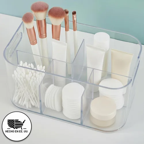 Vista 2 de STORi Bliss Organizador de Almacenamiento de Cosméticos de Plástico de 5 Compartimentos Transparente Contenedor de Maquillaje Rectangular
