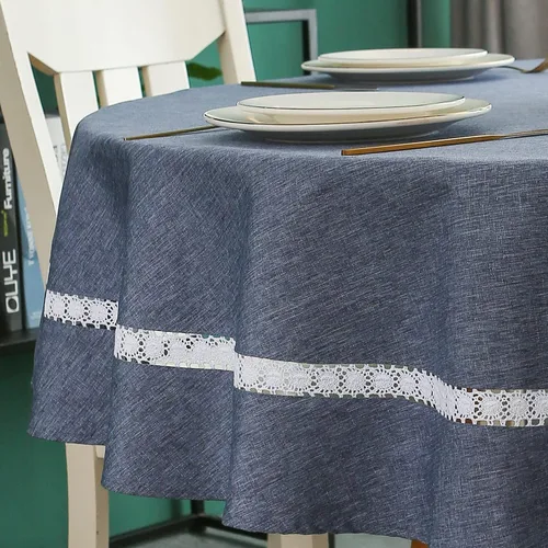 Vista 27 de EHouseHome Mantel de tela resistente con encaje blanco, impermeable, sin arrugas, resistente a las manchas, a prueba de aceite, para comedor