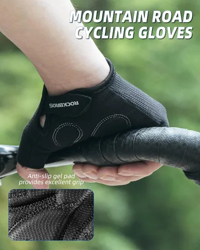 Vista 8 de ROCKBROS Guantes de ciclismo para hombres y mujeres - Guantes de bicicleta transpirables - Guantes de medio dedo para ciclismo diario