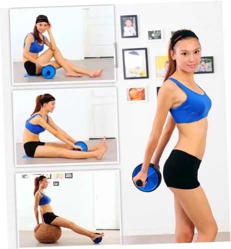 Vista 6 de Rueda de rodillo abdominal para ejercicio abdominal, para entrenamiento de núcleo, rebote automático, rueda abdominal, silencio abdominal