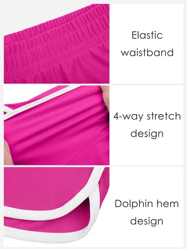 Vista 3 de Resinta Paquete de 4 pantalones cortos de correr para niñas, pantalones cortos deportivos de verano para niños, de secado rápido, pantalones cortos