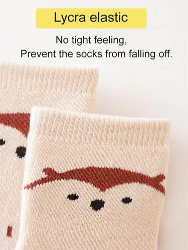 Vista 3 de Calcetines antideslizantes para bebés y niños pequeños, cálidos, gruesos, antideslizantes, calcetines para niñas y niños, recién nacidos, 5 pares