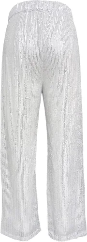 Vista 3 de Pantalones rectos de lentejuelas para mujer, elásticos, de cintura alta, brillantes, acampanados, con purpurina y pierna ancha