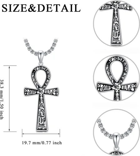 Vista 3 de SLIACETE 925 Sterling Silver Ankh CrossStethoscopeAngelMoonPink RibbonEvil EyeSnowflakePlanetMountain Pendant Necklace Jewelry Gift for Women
