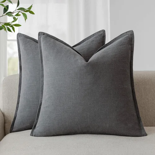 Vista 40 de Foindtower Juego de 2, Fundas Decorativas de Almohada de Lino Sólido Suaves Fundas de Cojín Europeo de Acento Estilo Granja Neutral para Silla Sofá