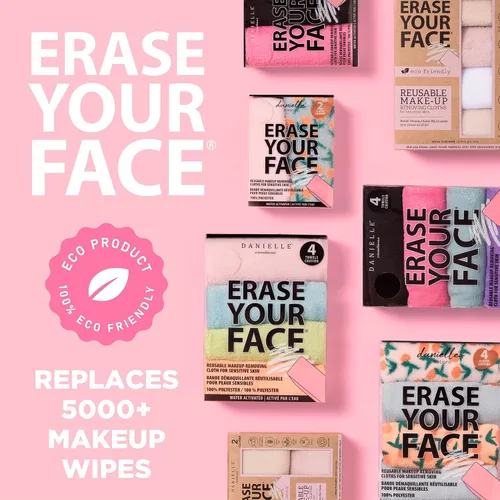 Vista 6 de Erase Your Face, paños desmaquillantes, negro, azul, rosa, morado