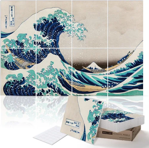 Vista 28 de PINWELIFE® Paneles acústicos de arte de pared, paneles absorbentes a prueba de sonido, para el hogar y la oficina, amortiguación decorativa