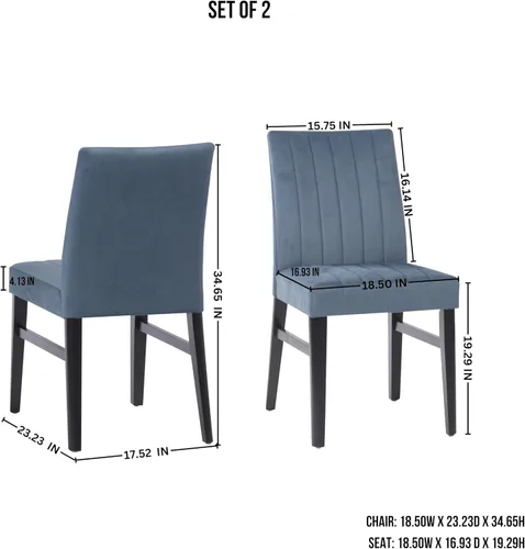 Vista 2 de Roundhill Furniture Wendell - Juego de 2 sillas de comedor tapizadas contemporáneas, color azul