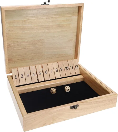 Vista 10 de WE Games Juego de mesa de 12 números Shut The Box - Caja de madera teñida negra con tapa