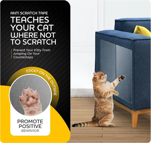 Vista 2 de Paquete de 20 protectores de muebles antiarañazos para gatos, protector de sofá para gatos, cinta disuasoria de entrenamiento para arañazos de sofá