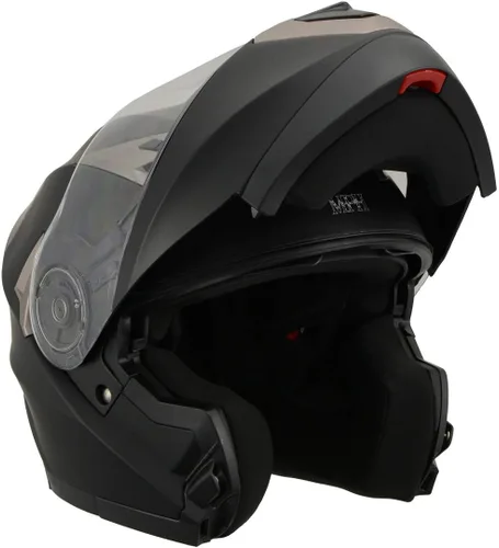 Vista 4 de Milwaukee Performance Helmets MPH9804DOT Matte Black Modular Racing Helmet w/ Drop Down Visor