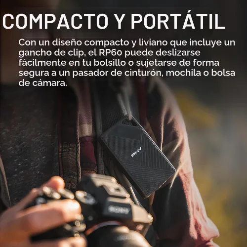 Vista 5 de PNY RP60 - SSD portátil de 2TB, hasta 2000MB/s, USB-C, USB 3.2 Gen2x2 - Resistente, con clasificación IP65, resistente al agua/polvo/caídas - Para