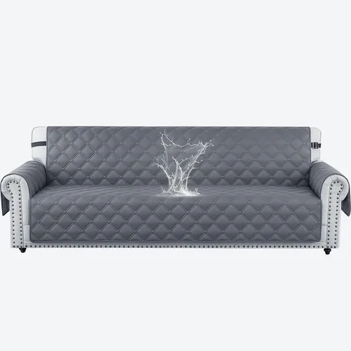 Vista 24 de XINEAGE Funda impermeable para sillón, funda para sofá de 1 plaza con correas elásticas y bolsillos, triple protección antideslizante, lavable