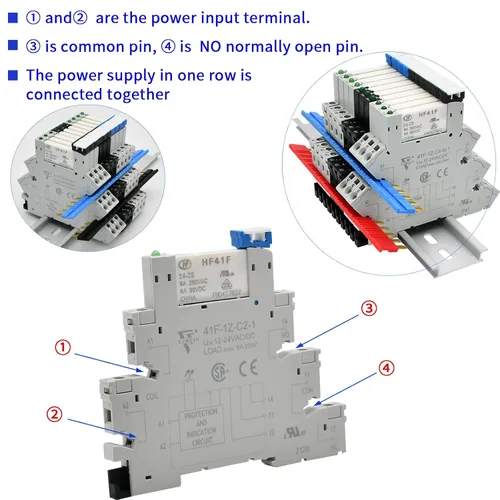 Vista 6 de Puente de relé electromagnético de uso general adecuado para enchufe HF41F-1Z-C2 Terminal de tornillo y conector conector con resorte Pieza