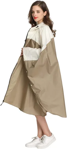 Vista 4 de Spmor Poncho de lluvia impermeable con capucha para adultos con cremallera