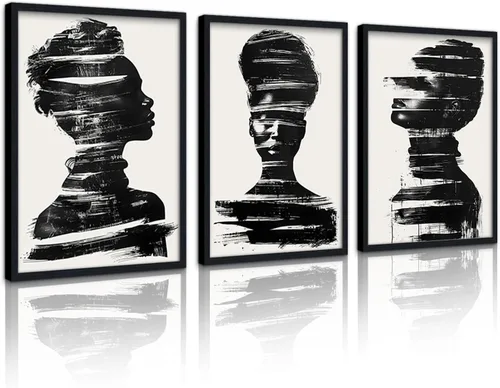 Vista 21 de MAMAGO Lienzo decorativo para pared, pintura de belleza dorada y negra, fotos de mujeres africanas, hermosos pósteres de mujer negra, impresiones