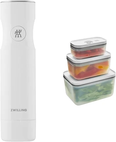 Vista 8 de ZWILLING Fresh & Save - Sellador al vacío de mano + almacenamiento de alimentos de vidrio de 3 piezas